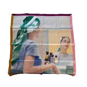 NEW! HERMES Silk Square Gaze Scarf Vintage Silk Regard de Soie, Vert/Bleu/Beige